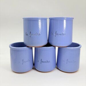 5 La Fermiere French Blue Terracotta Yogurt Pots